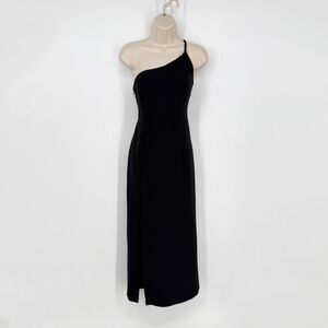 Abercrombie & Fitch Asymmetrical One-Shoulder Maxi Dress Sz M Black Elegant